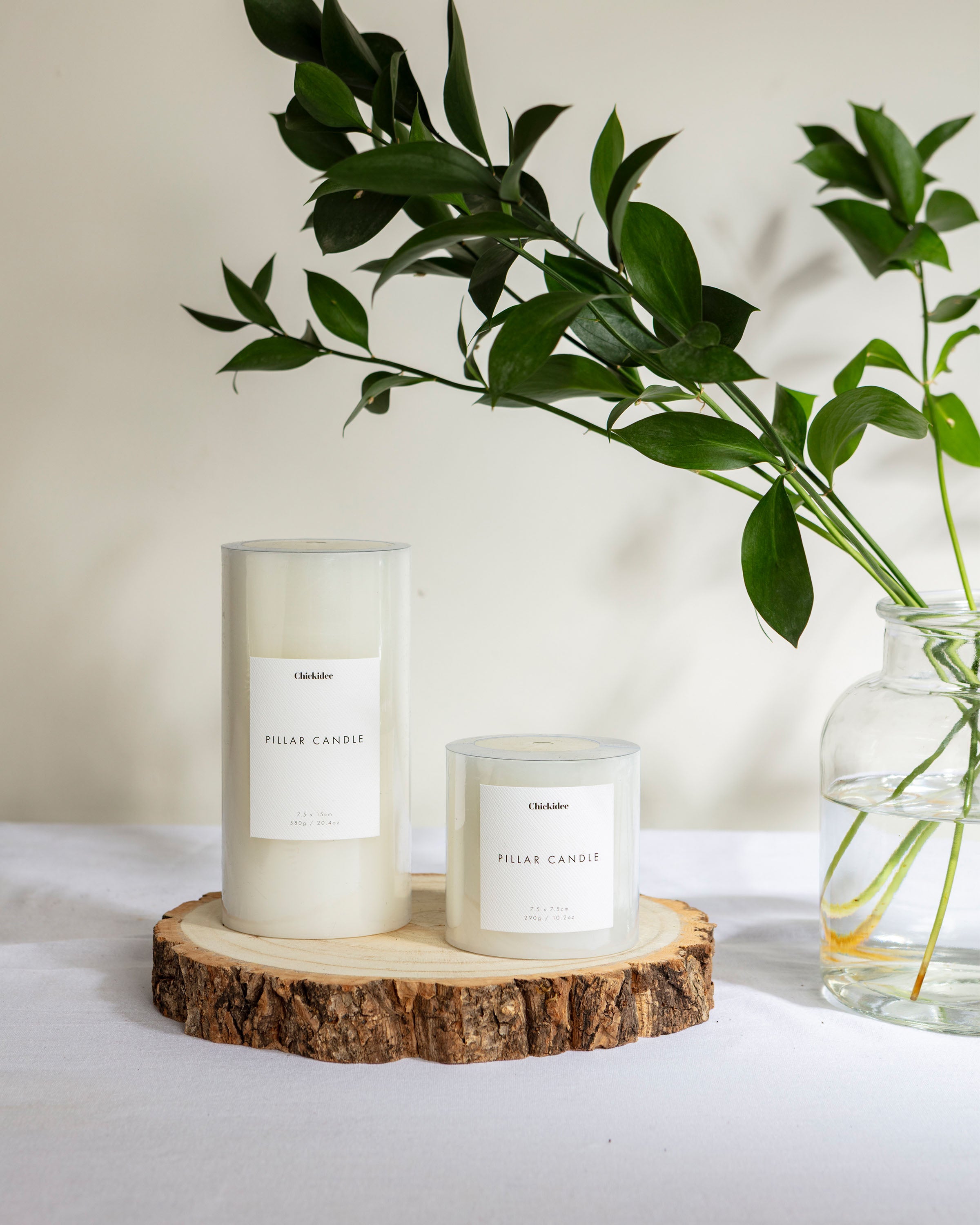 Chickidee Scents Base Range - Small & Large Pillar Candles White