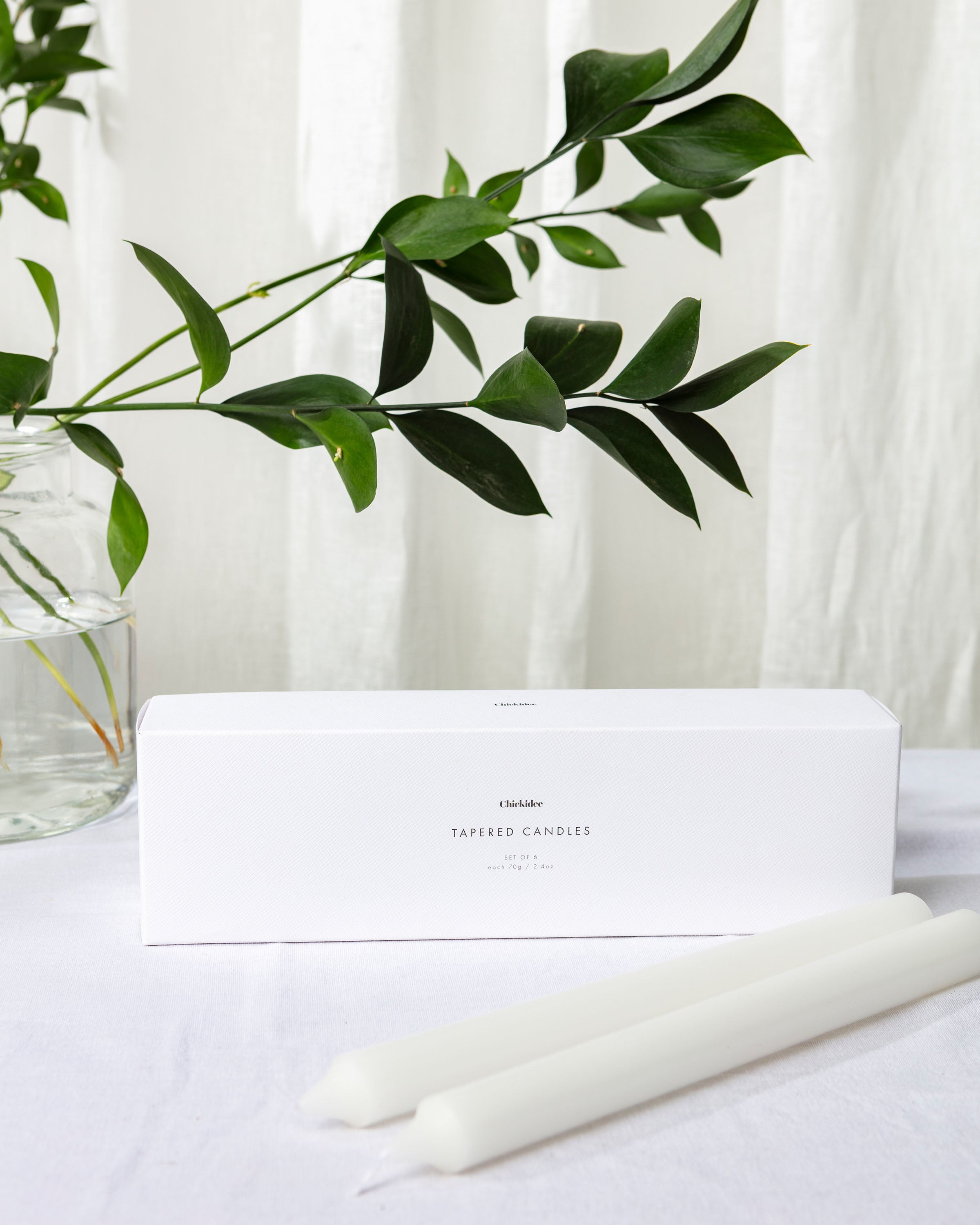 Chickidee Scents Base Range - Tapered Candles White Outside Box