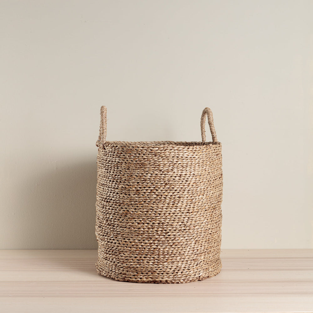 Natural Tall Seagrass Basket with Handles