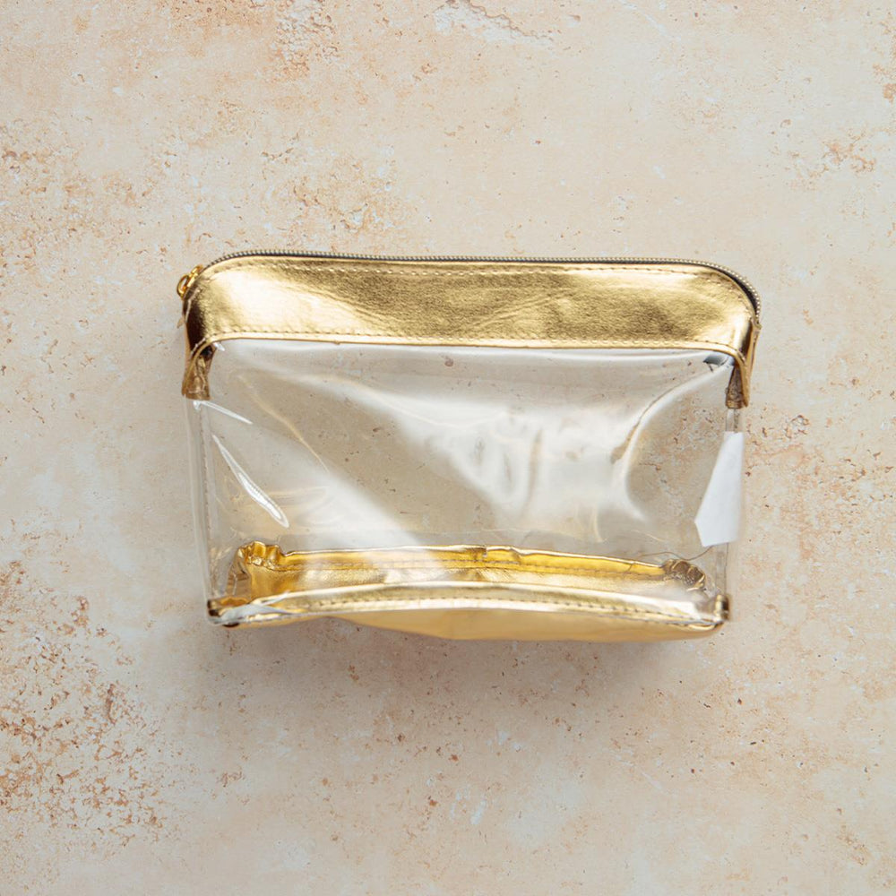 
                  
                    Metallic Gold & Clear Cosmetic Bag
                  
                