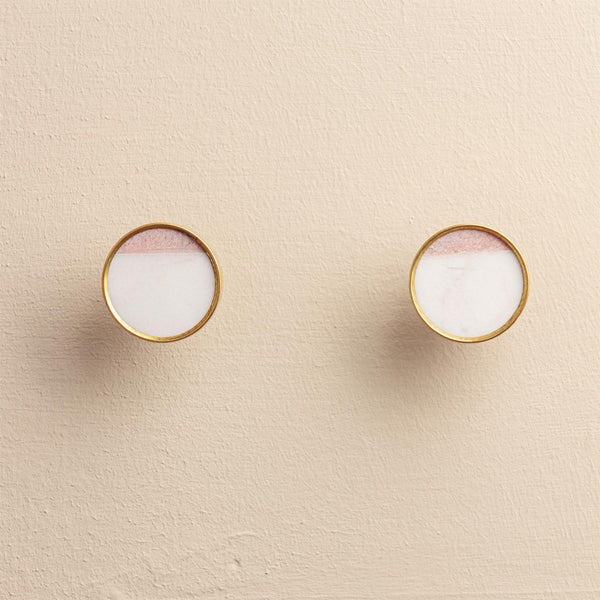 Sarika White Stone Brass Drawer Knobs