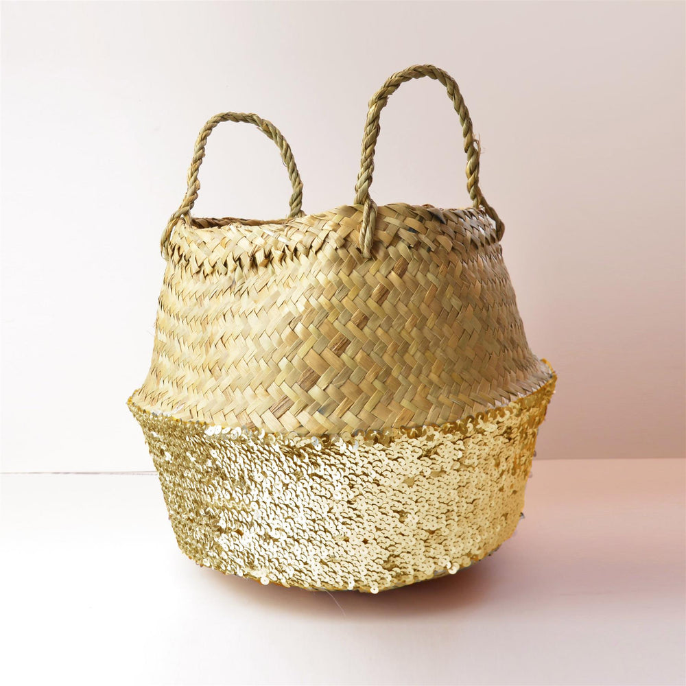 Toulouse Sequin Basket Gold Small